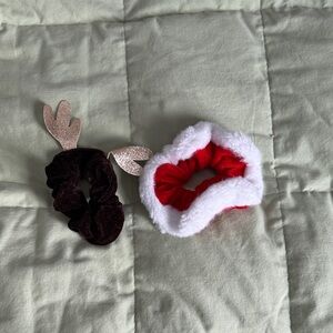Festive Reindeer and Santa Scrunchie Set